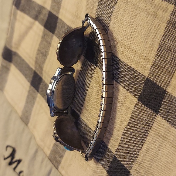 Vintage Native American Turquoise Sterling Silver Watch Bracelet - Picture 3 of 10